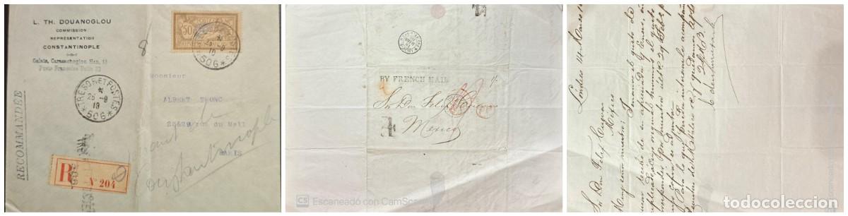 Sellos: O) 1913 TURKEY, FRANCE OCCUPATION, TRESORET POSTES CANCELLATION, REGISTERED, LIBERTY AND PEACE 50C