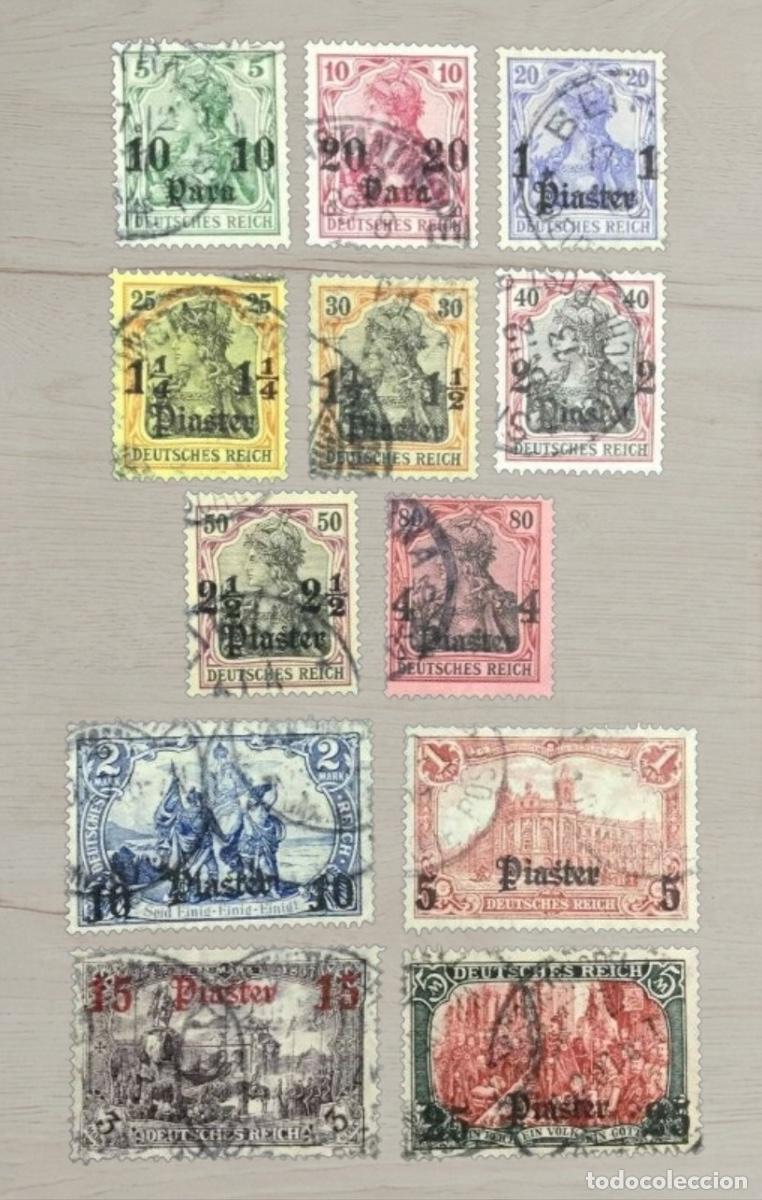Sellos: Lote 12 Sellos Oficinas Alemanas Imperio Otomano - Deutsches Reich Sobretasados hasta 25 Piaster - U