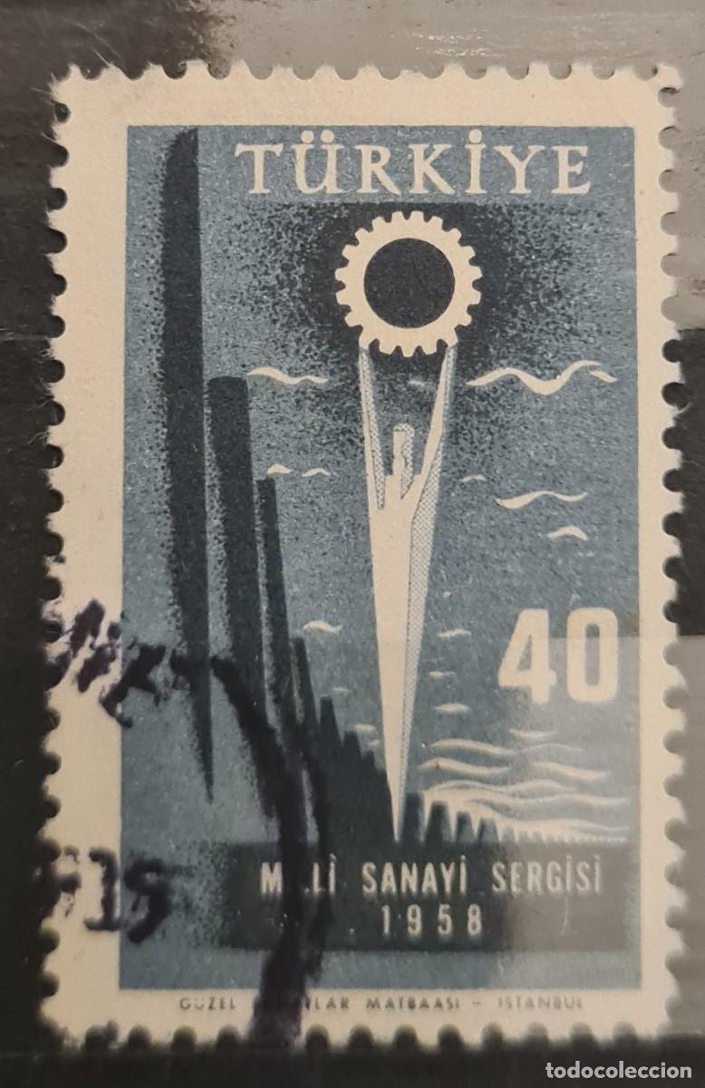 Briefmarken: Sello usado de Turqu&iacute;a 1958: Exposici&oacute;n Nacional de la Industria, en Estambul