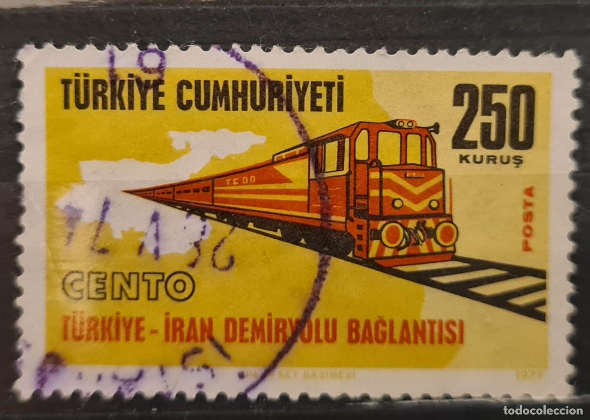 Briefmarken: Sello usado de Turqu&iacute;a 1971: Conexiones ferroviarias entre Turqu&iacute;a e Ir&aacute;n