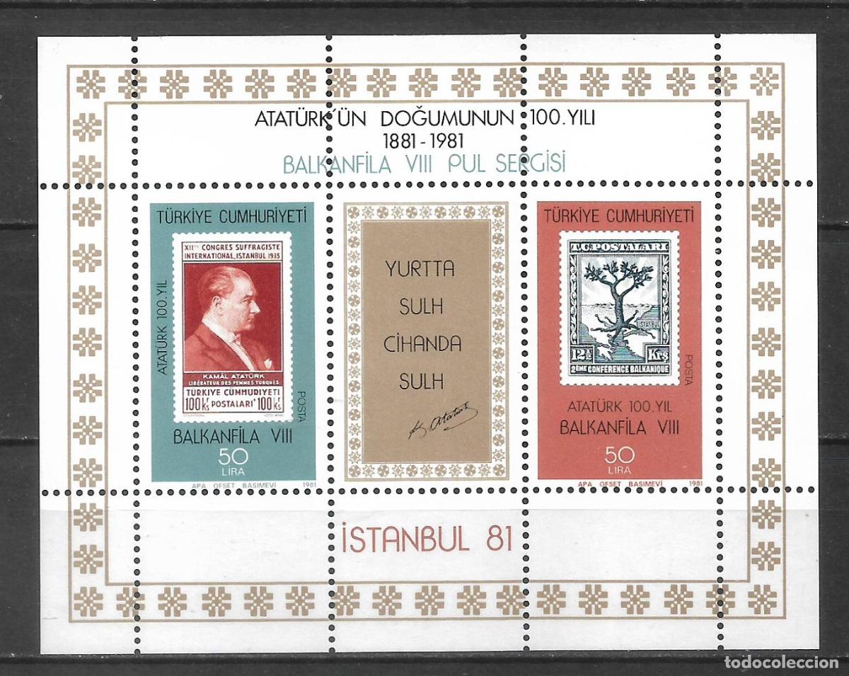 Sellos: turquia 1981 hoja bloque ** mnh - 27/12