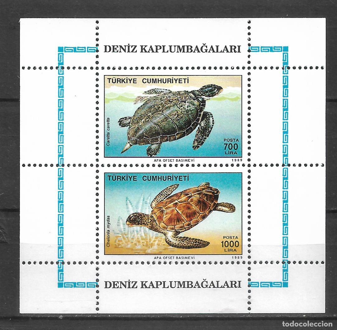 Sellos: turquia 1989 hoja bloque ** mnh fauna tortugas - 27/12