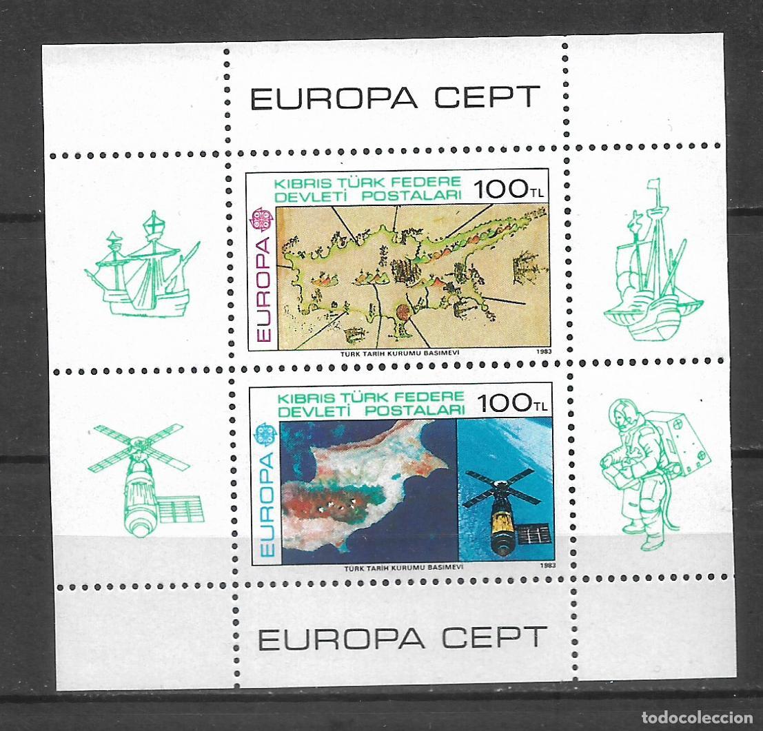 Sellos: turquia chipre 1983 hoja bloque ** mnh europa cept - 27/12