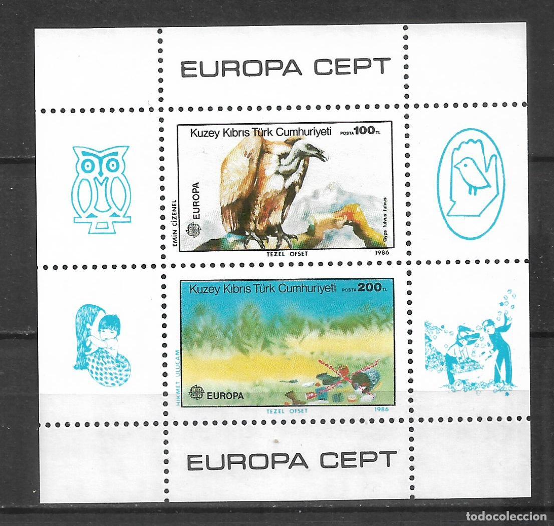 Sellos: turquia chipre 1986 hoja bloque ** mnh europa cept - 27/12
