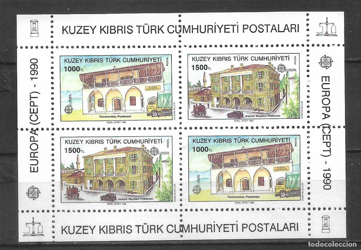 Sellos: turquia chipre 1990 hoja bloque ** mnh - 27/12