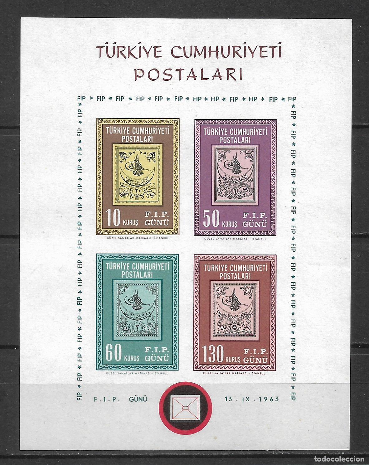 Sellos: turquia 1963 hoja bloque ** mnh - 27/15