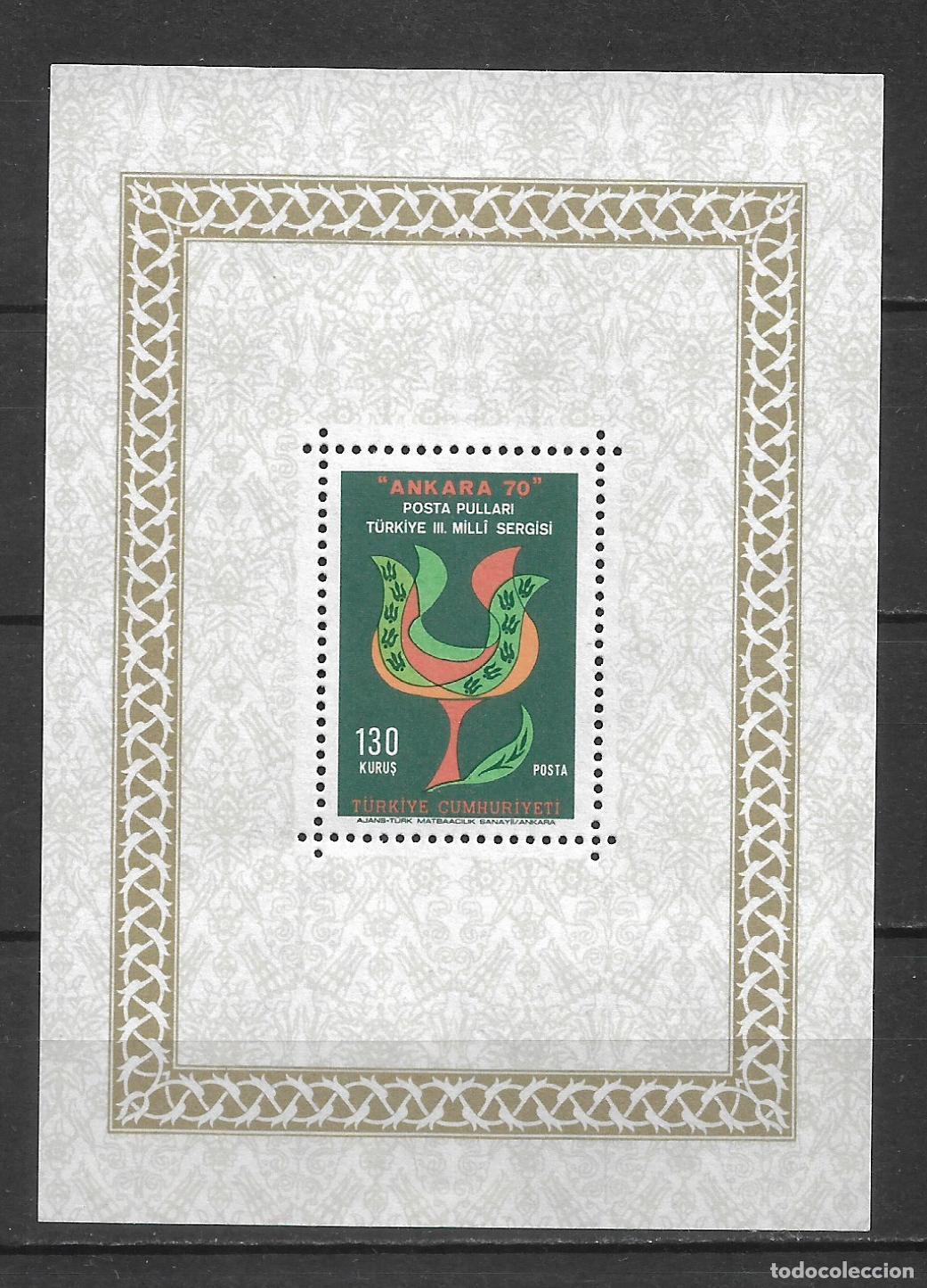 Sellos: turquia 1970 hoja bloque ** mnh - 27/15