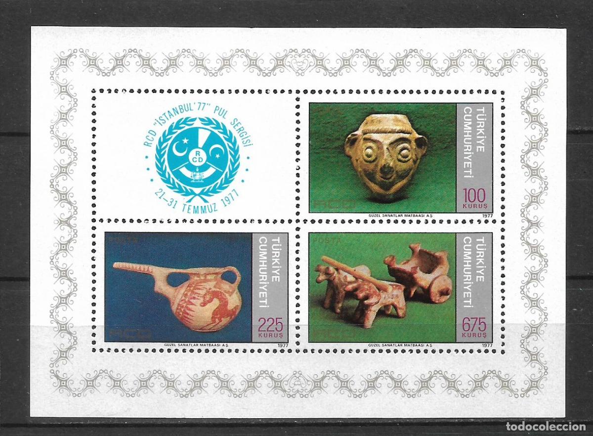 Sellos: turquia 1977 hoja bloque ** mnh - 27/15