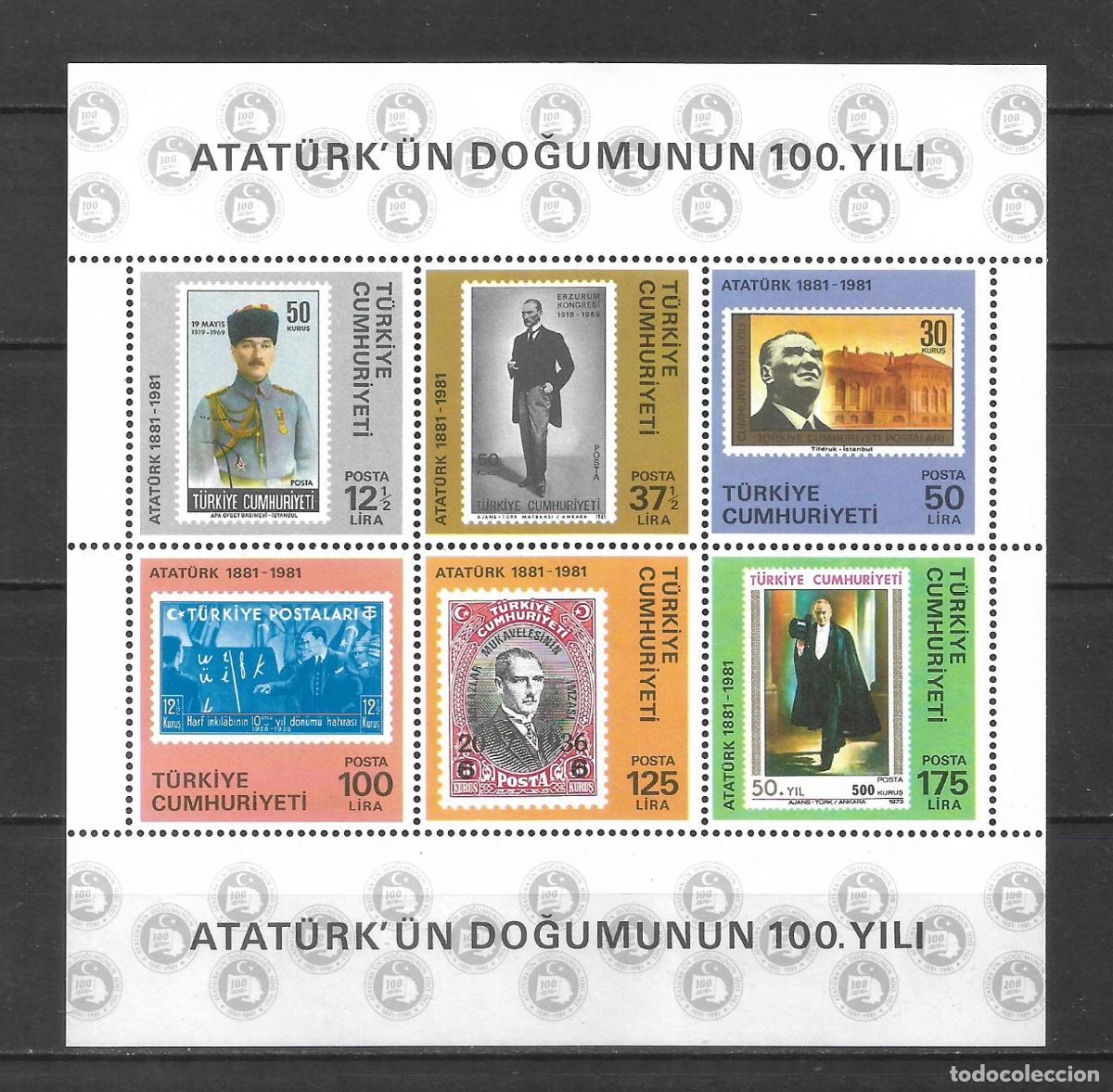 Sellos: turquia 1981 hoja bloque ** mnh Kemal Ataturk - 24/1