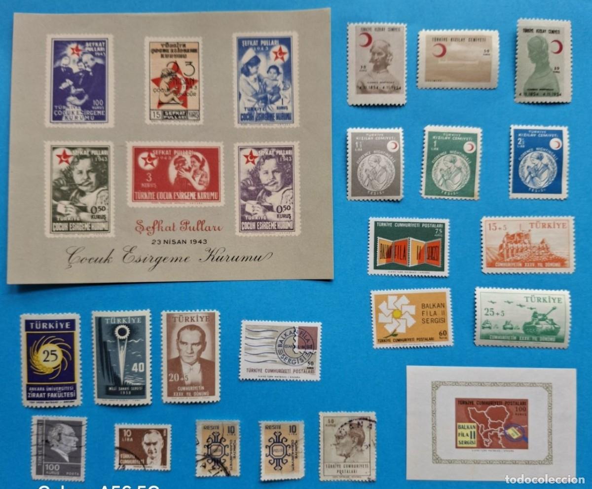 Sellos: Lote 26 Sellos Turquia HB Sefkat Pullari 1943 Media Luna Roja nuevos y usados ver imagenes