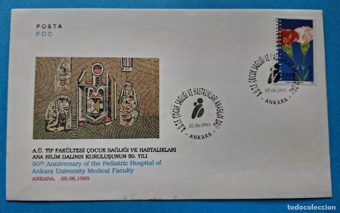 Sellos: SPD FDC TURQUIA 1995 Europa CEPT 50th Anniversary Pedriatic Hospital de Ankara