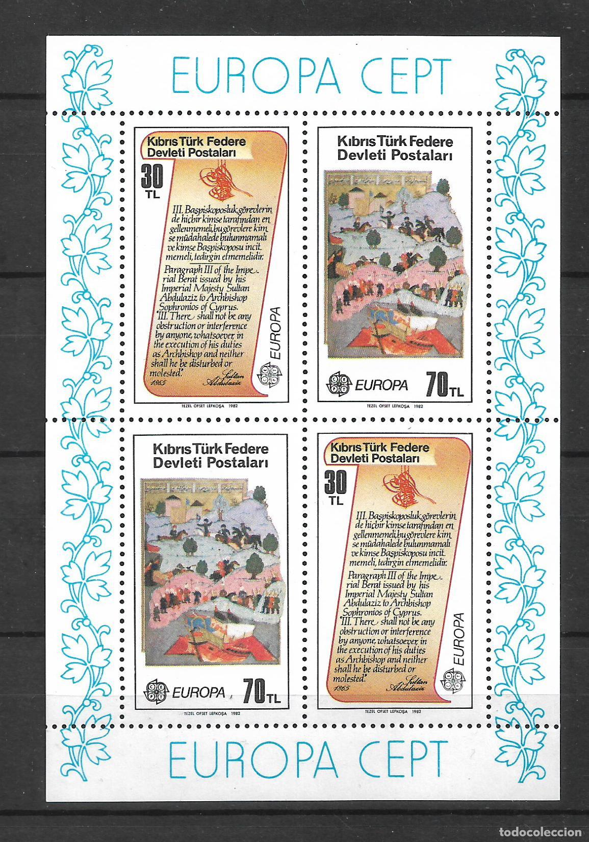 Sellos: turquia - chipre 1982 hoja bloque scott 114 ** mnh europa cept - 24/1