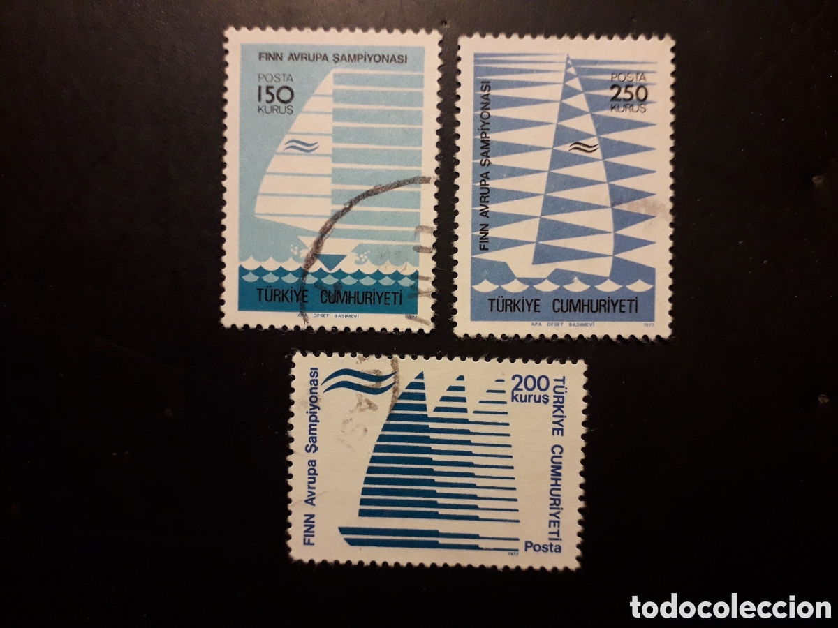 Sellos: TURQU&Iacute;A YVERT 2194/6 SERIE COMPLETA USADA 1977 DEPORTES, VELA PEDIDO M&Iacute;NIMO 3&euro;