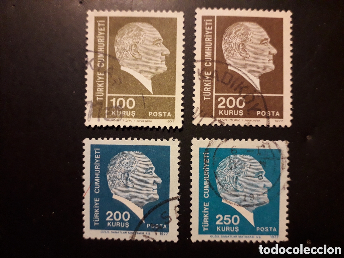 Sellos: TURQU&Iacute;A YVERT 2187/90 SERIE COMPLETA USADA 1977 KEMAL ATATURK PEDIDO M&Iacute;NIMO 3&euro;