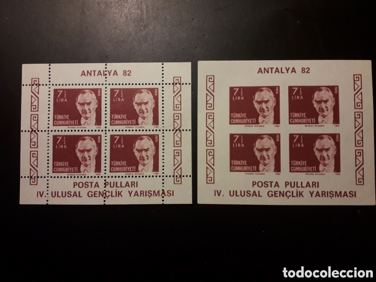 Sellos: TURQU&Iacute;A YVERT HB 24/24a SERIE COMPLETA NUEVA *** 1982 KEMAL ATATURK, ANTALYA 82 PEDIDO M&Iacute;NIMO 3&euro;