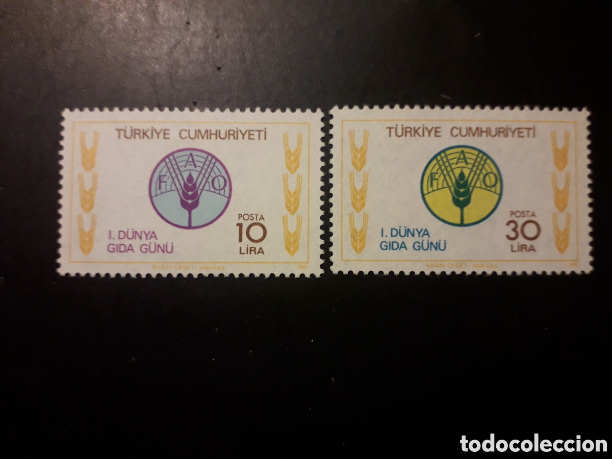 Sellos: TURQU&Iacute;A YVERT 2340/1 SERIE COMPLETA NUEVA CON CHARNELA 1981 ALIMENTACI&Oacute;N FAO PEDIDO M&Iacute;NIMO 3&euro;