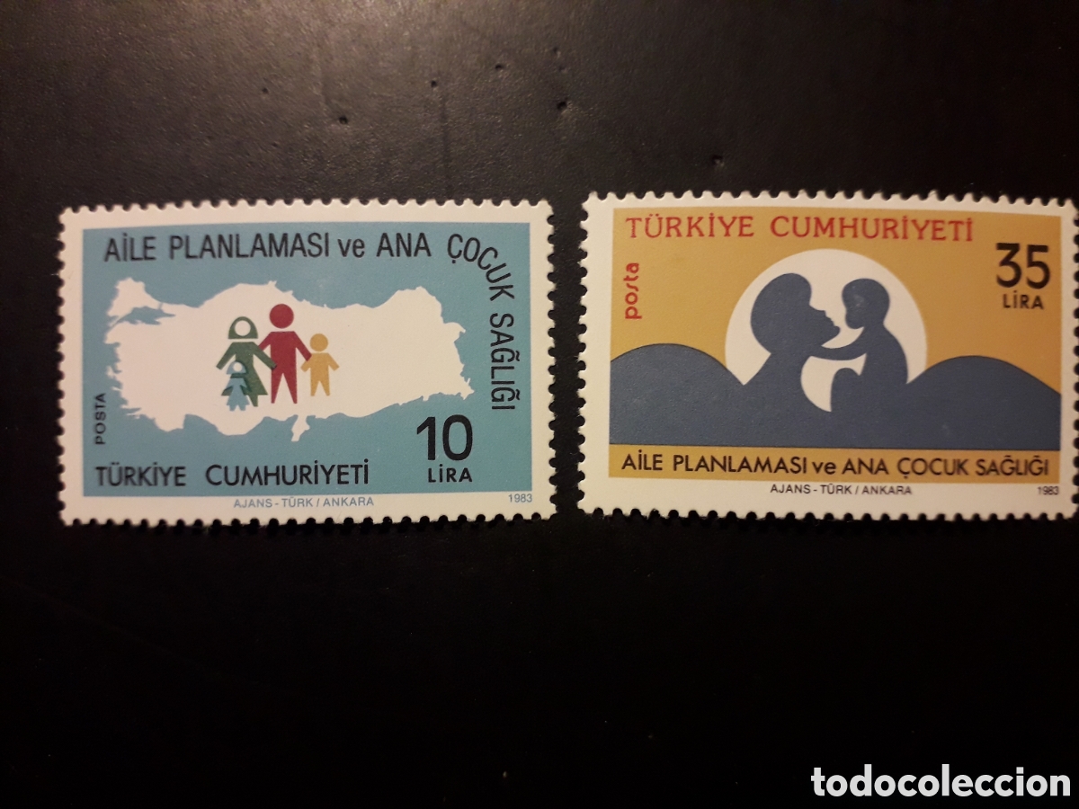 Sellos: TURQU&Iacute;A YVERT 2382/3 SERIE CTA NUEVA CON CHARNELA 1983 PLANIFICACI&Oacute;N FAMILIAR MAPAS PEDIDO M&Iacute;NIMO 3&euro;