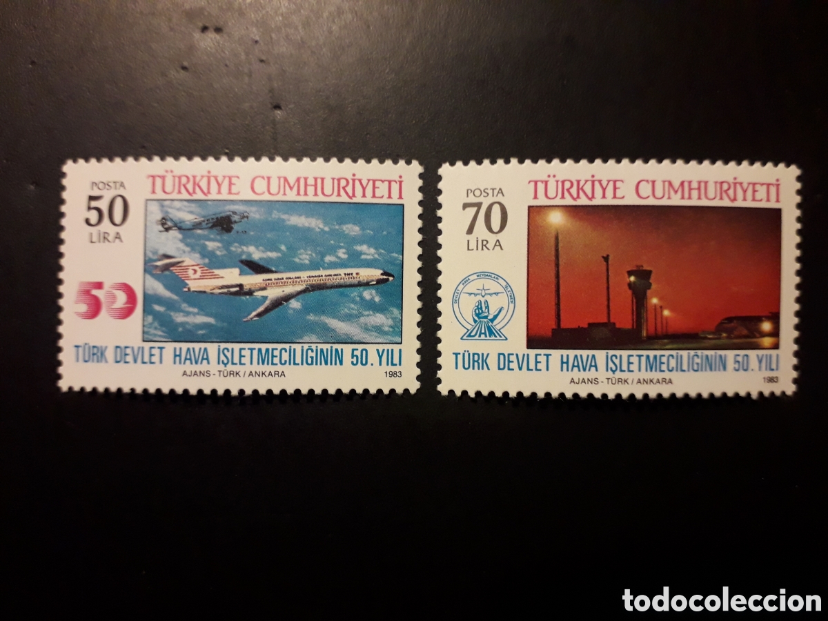 Sellos: TURQU&Iacute;A YVERT 2392/3 SERIE COMPLETA NUEVA CON CHARNELA 1983 AVIONES AEROPUERTO PEDIDO M&Iacute;NIMO 3&euro;