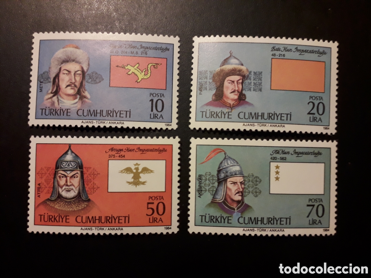 Sellos: TURQU&Iacute;A YVERT 2431/4 SERIE COMPLETA NUEVA CON CHARNELA 1984 PERSONAJES, ATILA PEDIDO M&Iacute;NIMO 3&euro;