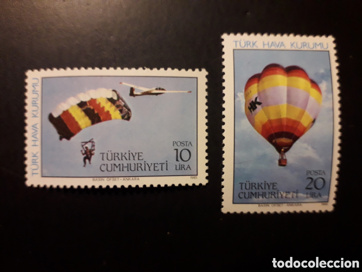 Sellos: TURQU&Iacute;A YVERT 2458/9 SERIE COMPLETA NUEVA CON CHARNELA 1985 GLOBO, PARACIDISMO PEDIDO M&Iacute;NIMO 3&euro;