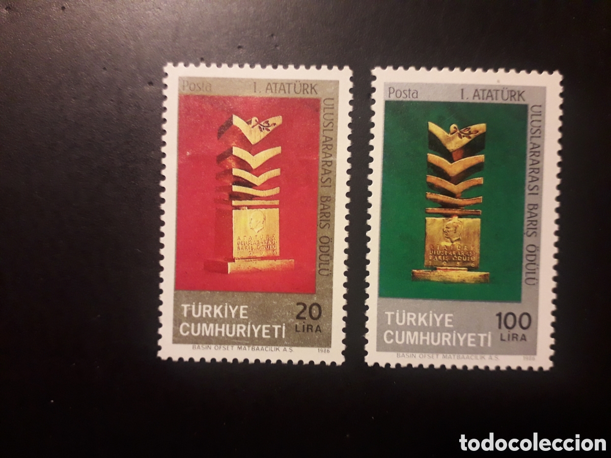 Sellos: TURQU&Iacute;A YVERT 2496/7 SERIE COMPLETA NUEVA CON CHARNELA 1986 PREMIO POR LA PAZ PEDIDO M&Iacute;NIMO 3&euro;