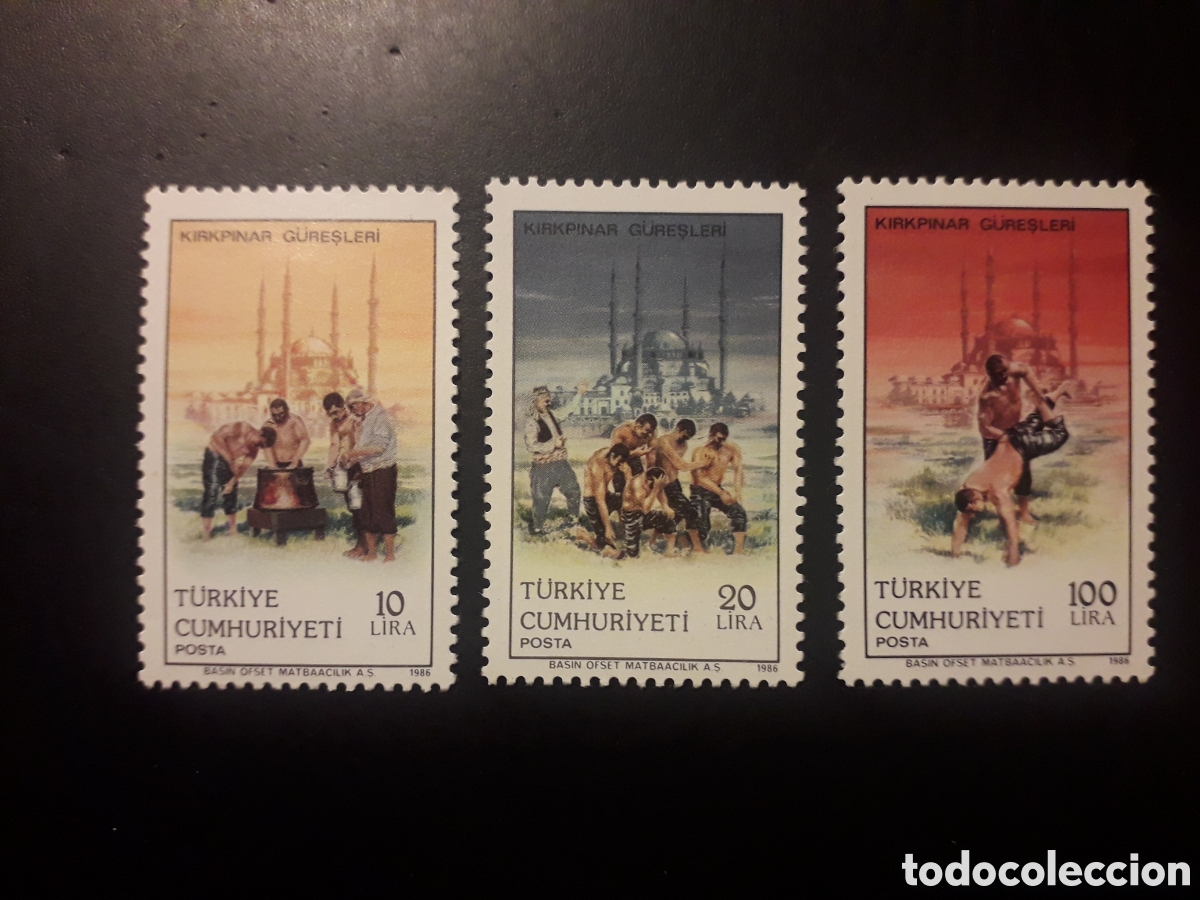 Sellos: TURQU&Iacute;A YVERT 2507/09 SERIE COMPLETA NUEVA CON CHARNELA 1986 LUCHA KIRKPINAR PEDIDO M&Iacute;NIMO 3&euro;