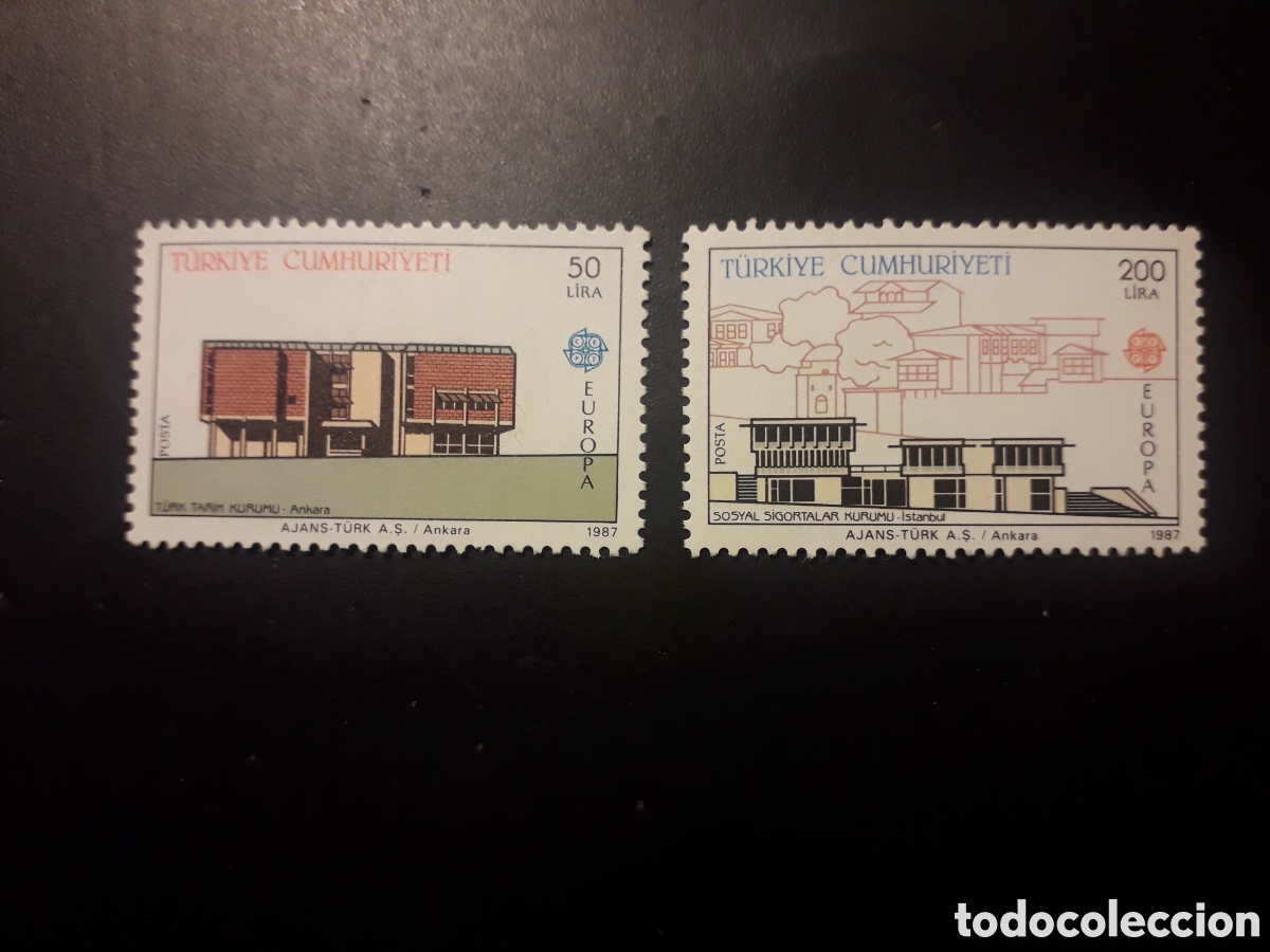 Sellos: TURQU&Iacute;A YVERT 2533/4 SERIE COMPLETA NUEVA CON CHARNELA 1987 EUROPA CEPT ARQUITECTURA PEDIDO M&Iacute;NIM 3&euro;