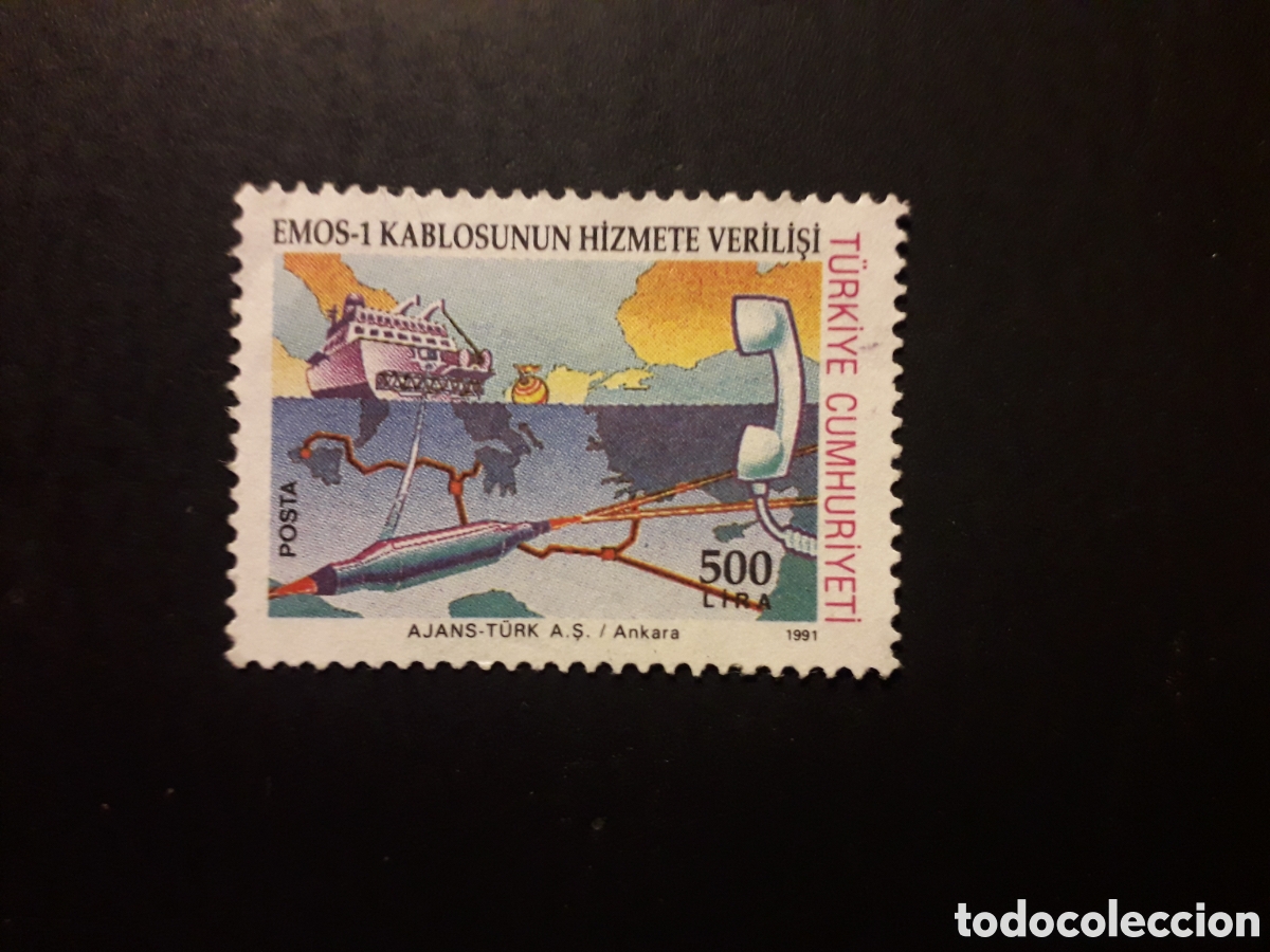 Sellos: TURQU&Iacute;A YVERT 2672 SERIE COMPLETA USADA 1991 CABLE SUBMARINO, MAPAS PEDIDO M&Iacute;NIMO 3&euro;