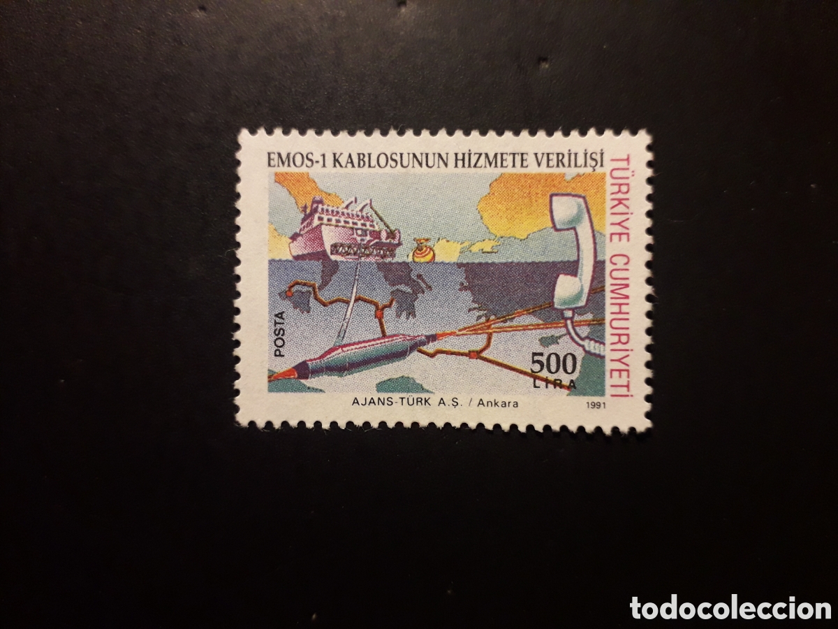 Sellos: TURQU&Iacute;A YVERT 2672 SERIE COMPLETA USADA 1991 CABLE SUBMARINO, MAPAS PEDIDO M&Iacute;NIMO 3&euro;