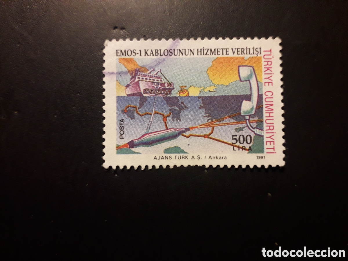 Sellos: TURQU&Iacute;A YVERT 2672 SERIE COMPLETA USADA 1991 CABLE SUBMARINO, MAPAS PEDIDO M&Iacute;NIMO 3&euro;