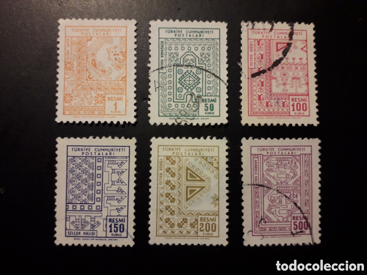 Sellos: TURQU&Iacute;A YVERT SERVICIO 99/104 SERIE COMPLETA USADA 1966 TAPICES PEDIDO M&Iacute;NIMO 3&euro;