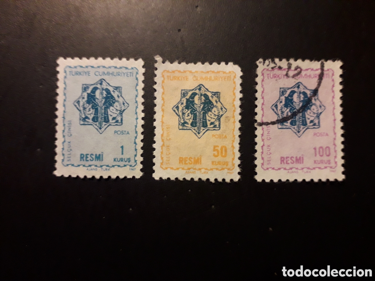 Sellos: TURQU&Iacute;A YVERT SERVICIO 105/7 SERIE COMPLETA USADA 1967 FAUNA AVES PEDIDO M&Iacute;NIMO 3&euro;
