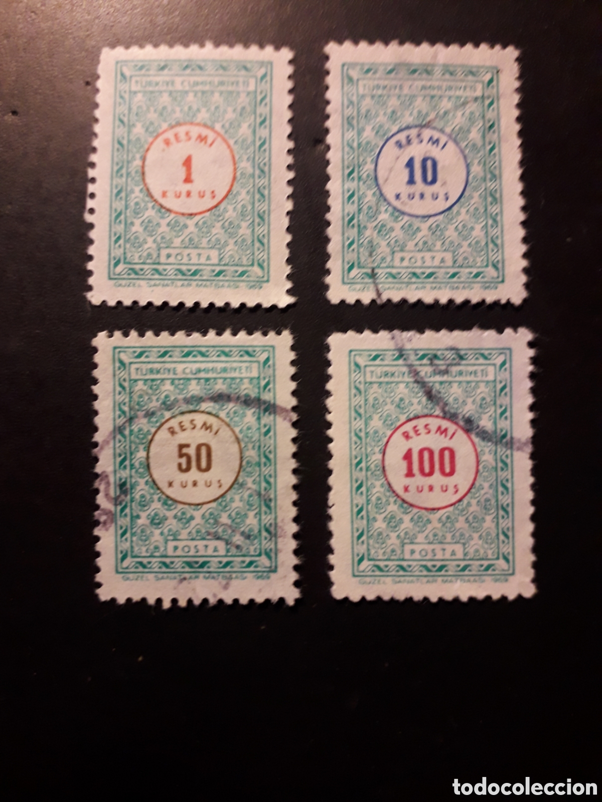 Sellos: TURQU&Iacute;A YVERT SERVICIO 111/4 SERIE COMPLETA USADA 1969 ARABESCOS PEDIDO M&Iacute;NIMO 3&euro;