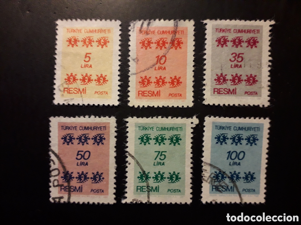 Sellos: TURQU&Iacute;A YVERT SERVICIO 159/64 SERIE COMPLETA USADA 1981 TAPICES PEDIDO M&Iacute;NIMO 3&euro;