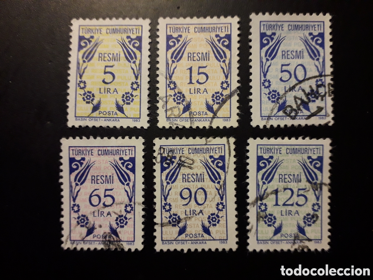 Sellos: TURQU&Iacute;A YVERT SERVICIO 165/70 SERIE COMPLETA USADA 1981 TAPICES PEDIDO M&Iacute;NIMO 3&euro;