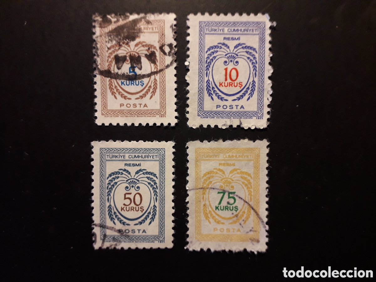 Sellos: TURQU&Iacute;A YVERT SERVICIO 115/9 SIN 117 SERIE CORTA USADA 1971 ESPIGAS PEDIDO M&Iacute;NIMO 3&euro;