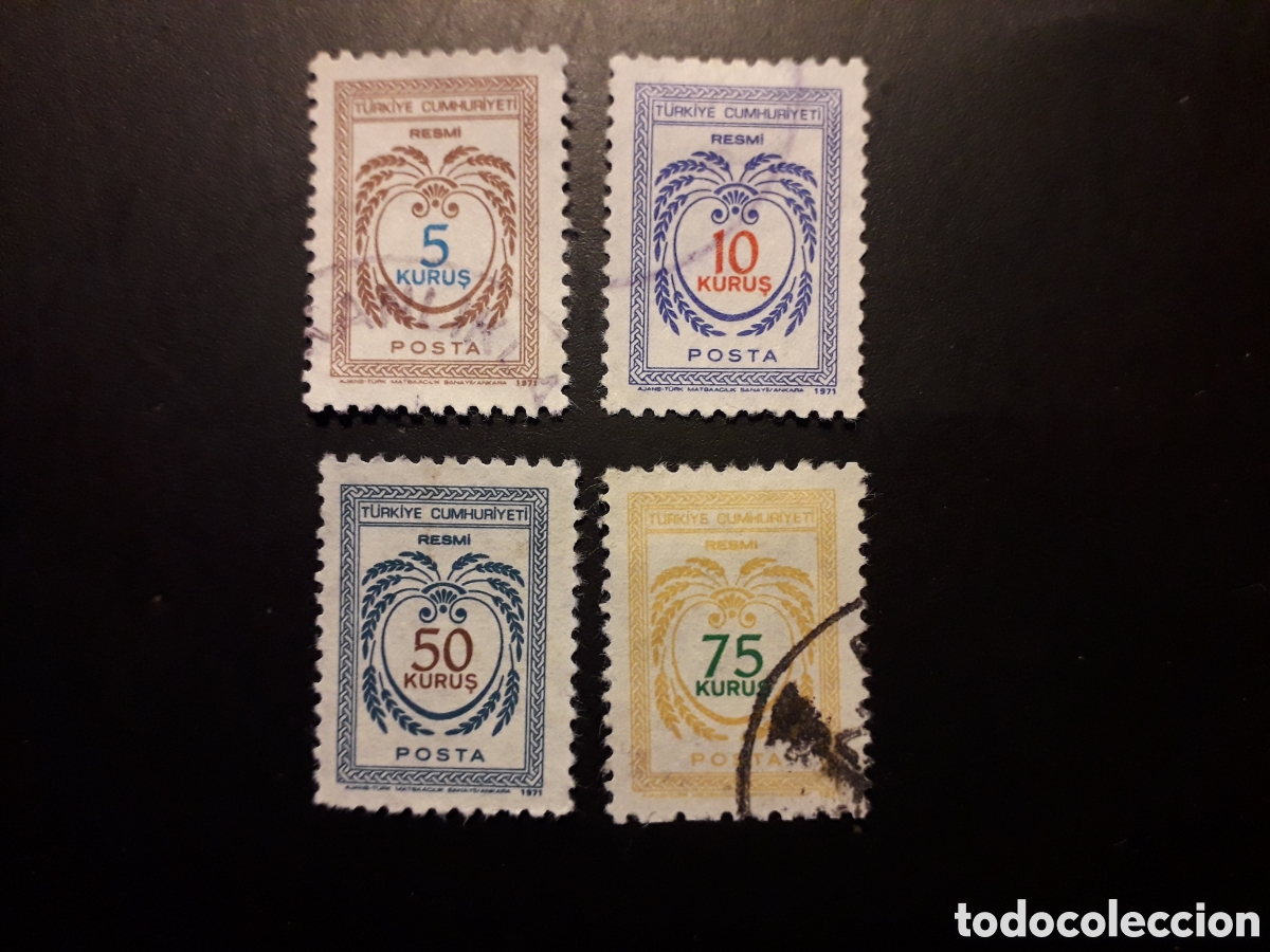 Sellos: TURQU&Iacute;A YVERT SERVICIO 115/9 SIN 117 SERIE CORTA USADA 1971 ESPIGAS PEDIDO M&Iacute;NIMO 3&euro;