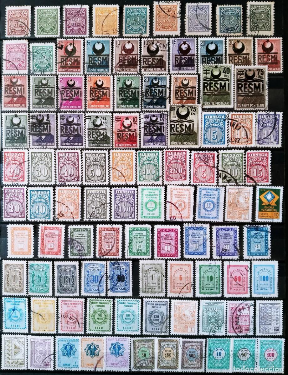 Sellos: TURQUIA - IVERT ... LOTE 164 SELLOS USADOS DE SERVICIOS TAXAS CRUZ ROJA - LOS DE LAS 2 FOTOS