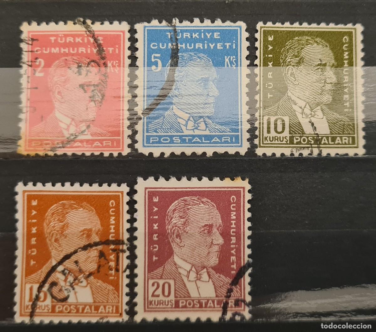 Sellos: Serie de sellos usados de Turqu&iacute;a 1953-55: tipos de 1931-38