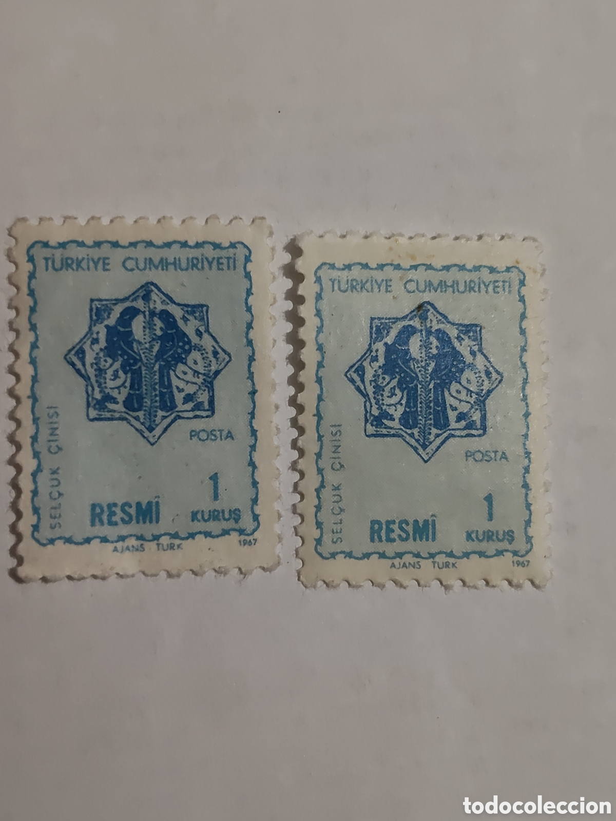 Sellos: 2 Sellos de Turqu&iacute;a figuras geom&eacute;tricas 1967