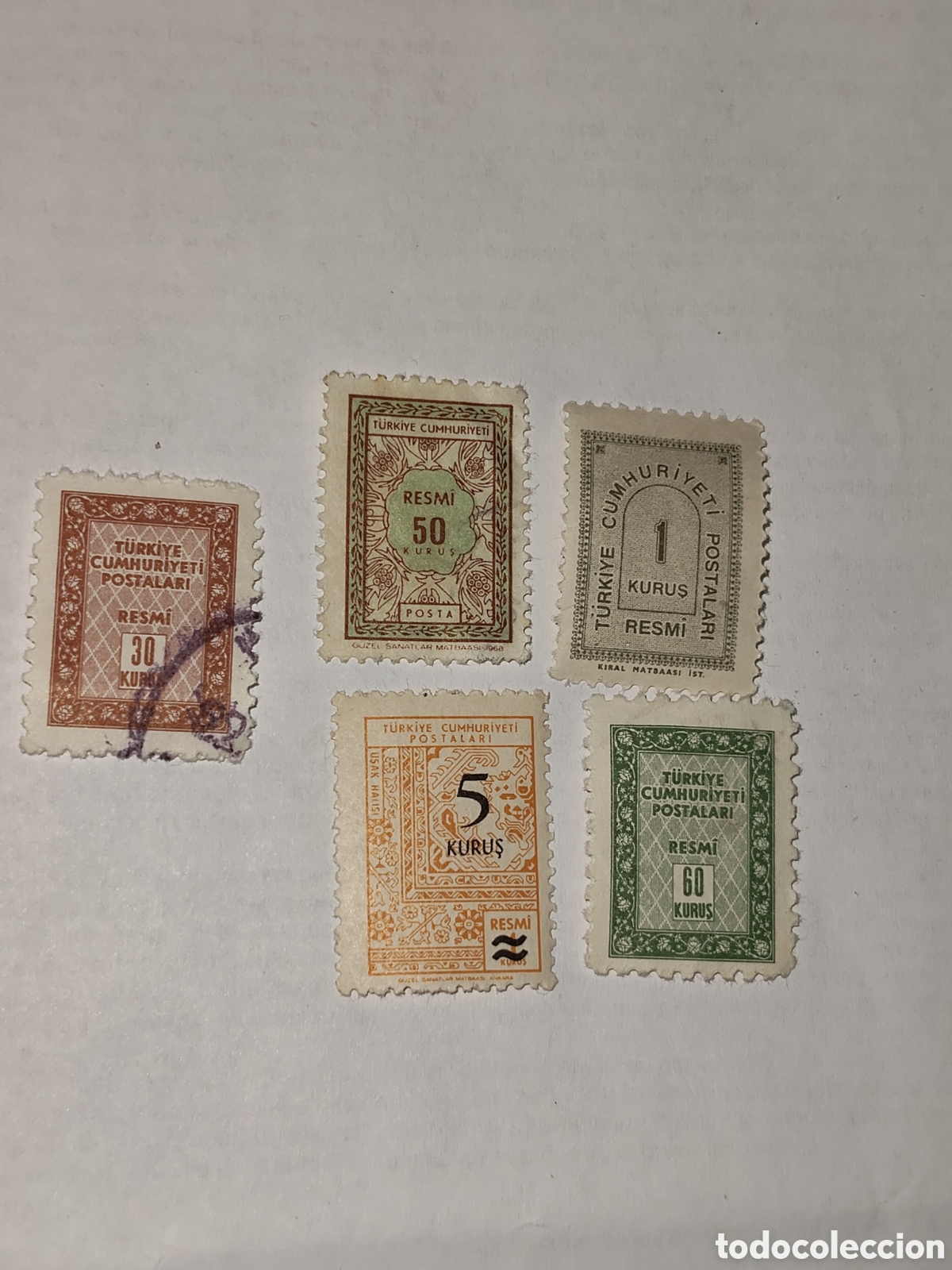 Selos: 5 sellos de Turqu&iacute;a servicios oficiales 1960