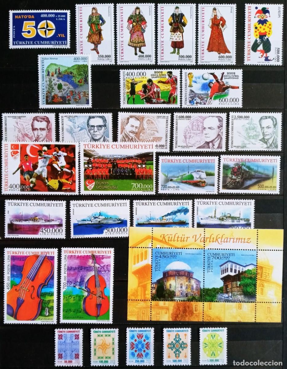 Sellos: TURQUIA - IVERT ... 39 SELLOS NUEVOS ** A&Ntilde;O 2002 COMPLETO - LOS DE LAS 2 FOTOS