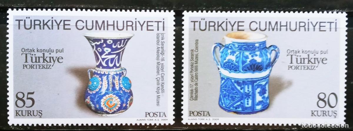Sellos: TURQUIA - IVERT 3425/26 NUEVOS ** CERAMICA TURCA Y PORTUGUESA EMISION CONJUNTA A&Ntilde;O 2009