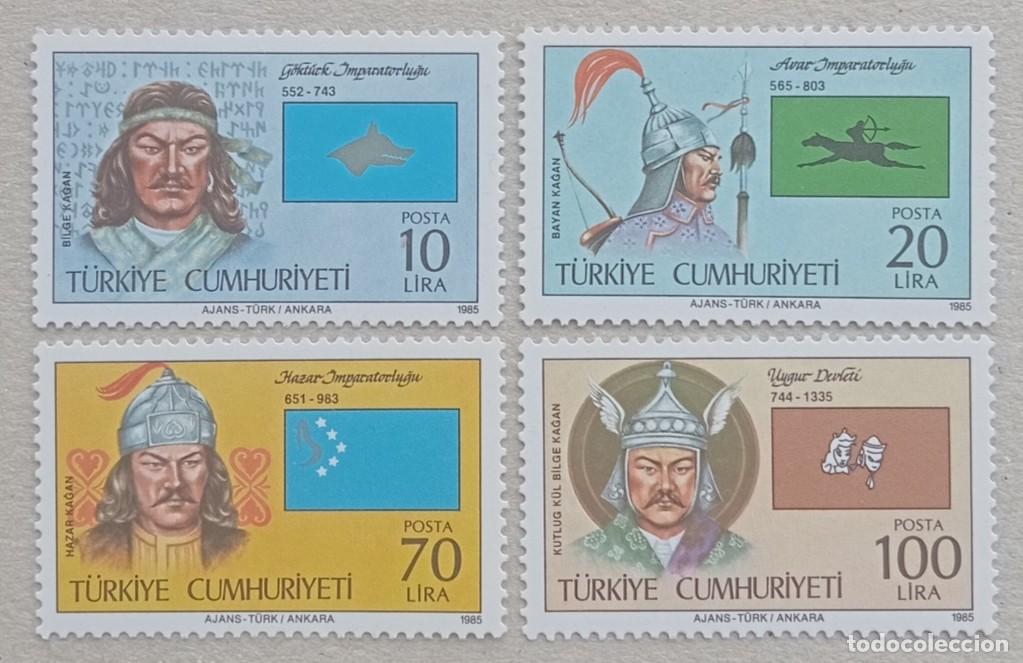 Sellos: 1985. TURQU&Iacute;A. 2468 / 2471. Conmemoraci&oacute;n fundaci&oacute;n de los 16 estados turcos. Serie completa. Nuevo.