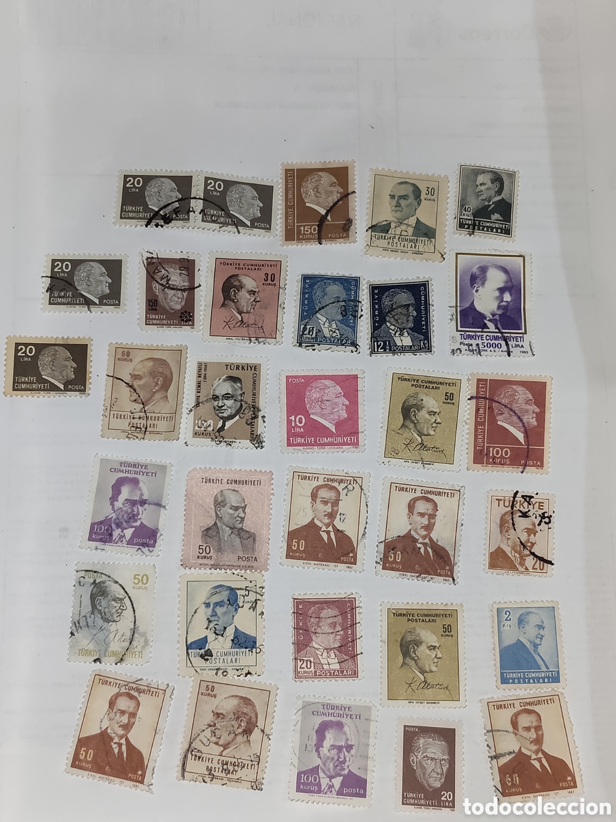 Sellos: 32 sellos de Turqu&iacute;a Mustaf&aacute; Kemal Ataturk primer Presidente y padre fundador de la naci&oacute;n