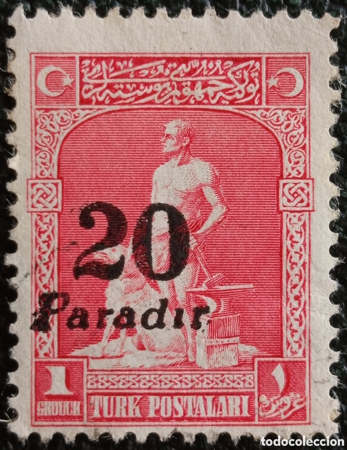 Sellos: Sello Turqu&iacute;a 1926 Herrero Sobrecarga 20 Paradir sobre 1 Piastra