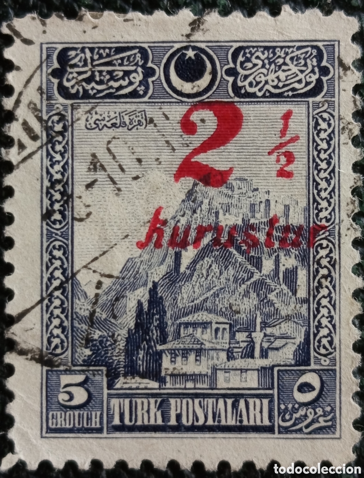 Sellos: Sello Turqu&iacute;a 1926 Ciudad de Amasya Sobrecarga Roja 2&frac12; Kuruşta Usado
