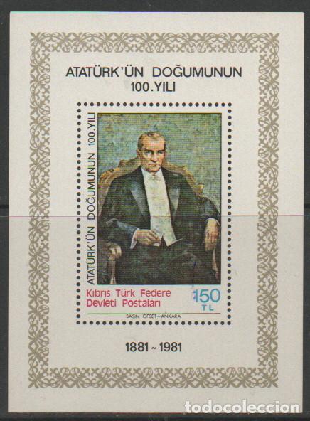 Stamps: CHIPRE TURCO, A&Ntilde;O 1981. CENTENARIO DE ATATURK, HOJA BLOQUE NUEVA **