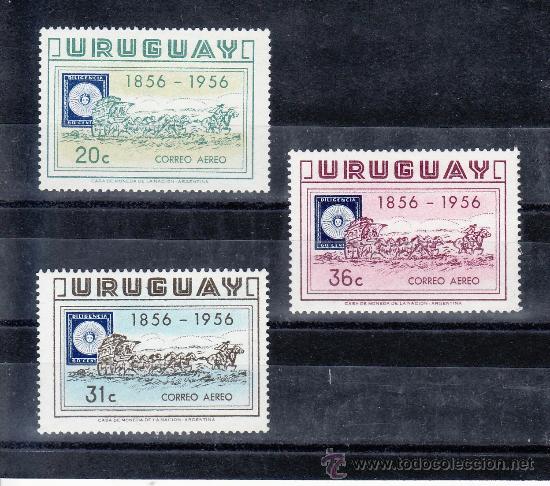 Sellos: uruguay a 150/2 con charnela, postillon, centenario del sello, - Foto 1