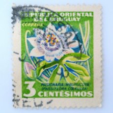 Sellos: SELLO POSTAL ANTIGUO URUGUAY 1954 3 C FLOR PASIONARIA , PASIFLORA